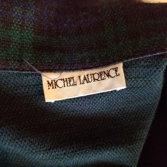 Vtg Michel Laurence Open Front Plaid Blazer Size 44 (Large) Jacket 2Front Pocket - Picture 6 of 10